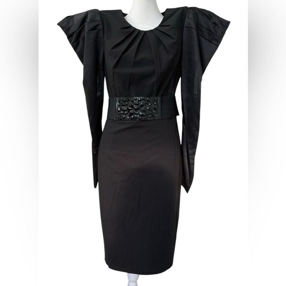 NWT Nue by Shani Puff Sleeve mini Dress with Crystal embellishment size 10 - Picture 1 of 13